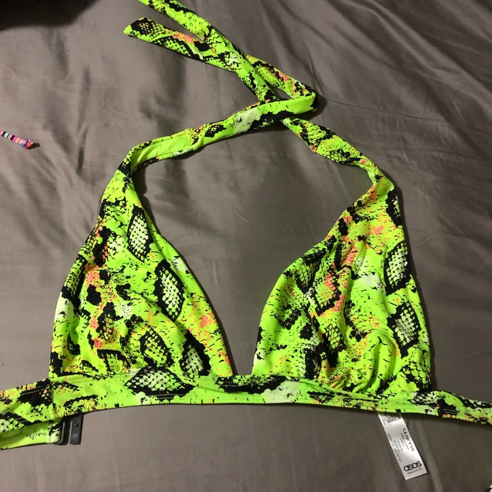 Neon snake skin bikini bathing suit top